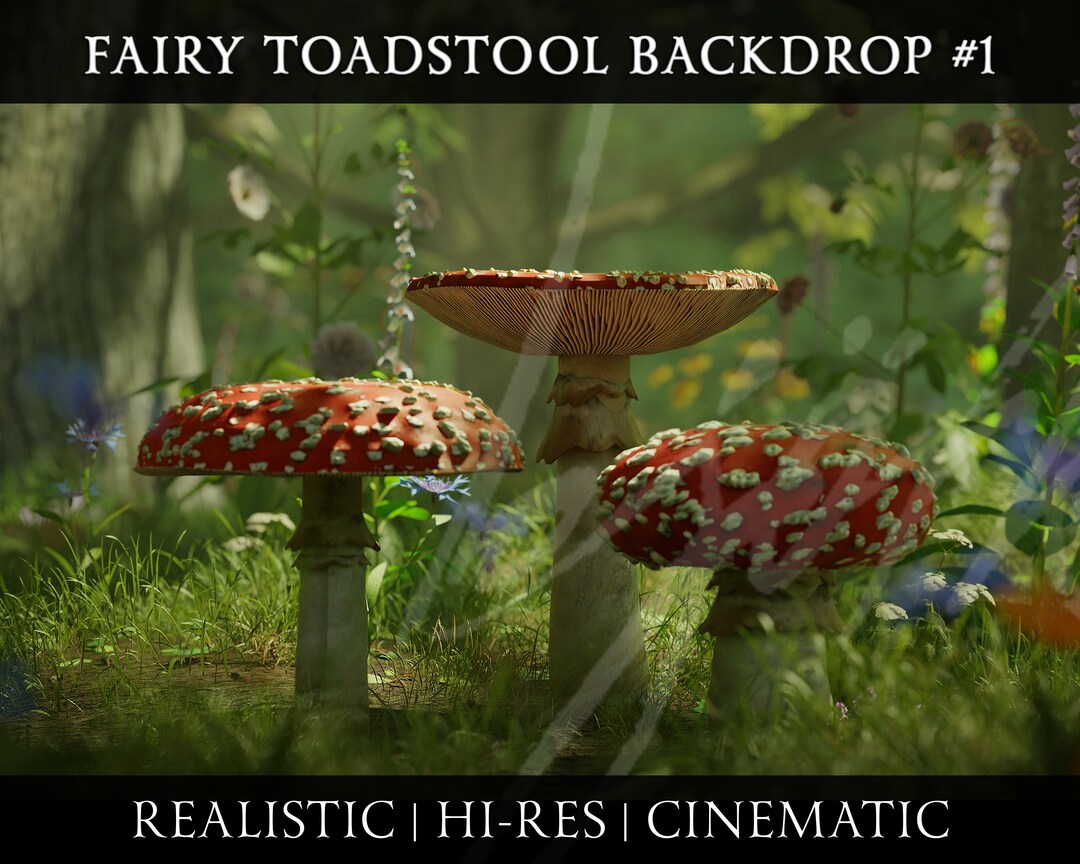 Fairy Toadstool Digital Backdrop 1 for Magical Portraits, Fairytale