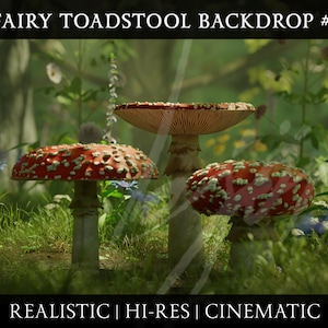 Fairy Toadstool Digital Backdrop #1 | For Magical Portraits, Fairytale Digital Backgrounds,  & Photo Overlays