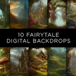 10 Fine Art Fairytale Digital Backdrops | Fantasy Overlays | Fairytale Digital Background, Photo Overlays, Textures, Printables
