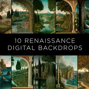 10 Fine Art Renaissance Digital Backdrops | Portrait Overlays | Fairytale Digital Background, Photo Overlays, Textures