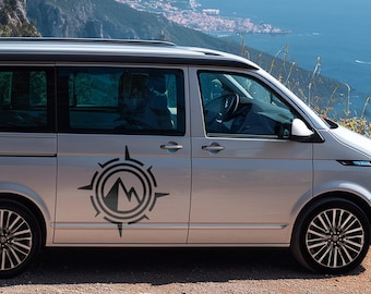 Mountain Compass Car Decal | Adventure Sticker for VW Camper Van, Motorhome and Nature Lovers
