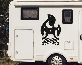 Nachtlagerfeuer Aufkleber: Schönes Geschenk für Wohnmobile, VW Camper und T5 T6