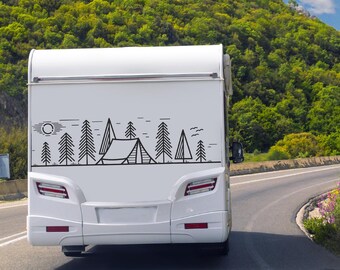 Abenteuer Camping Aufkleber Set: Natursticker für Camper Van, Wohnmobil und VW Busse