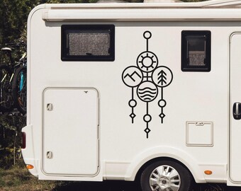 Geometrischer Traumfänger Aufkleber | VW T5 T6, Wohnmobil | Berge, Sonne, Wellen, Bäume