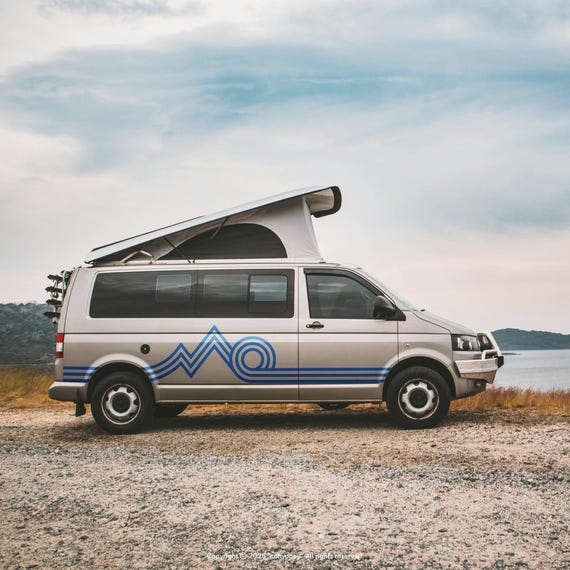 Van Life Adventure Vinyl Sticker – Camper Van Motorhome Decal – Mountain Scene – Large