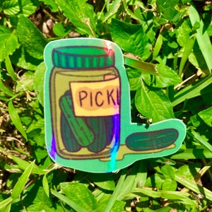 Waterproof Holographic Sticker- Pickle Jar!