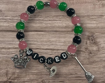 Wicked Inspired Charm Bracelet: Elphaba Glinda Musical Theater Gift