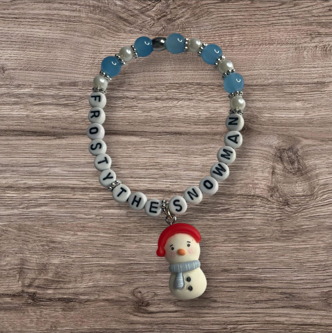 Frosty the Snowman Christmas Bracelet Glass Bead Holiday Wristlet Etsy