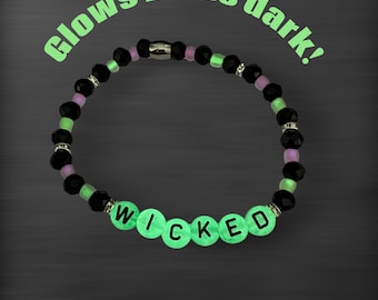 Glow in the Dark Wicked Inspired Friendship Bracelet: Elphaba Glinda Musical Theater Gift
