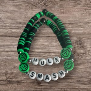 Two Hulk Smash Bracelets for Mom Dad Gift for Mom Dad Bracelet for Man Comic Bracelet for Mom Comic Bracelet for Family Wristlet for Woman