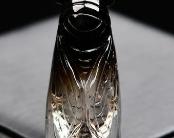 M5746 Natural Citrine Carved Cicada Pendant w Certificate