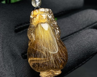 M5721 Hand-carved Natural Crystal Pixiu Pendant w Certificate