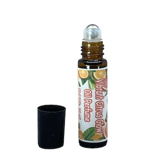 Vibrant Citrus Glow Perfume Oil - Orange, Grapefruit, Cardamom Roll On Scent w Peppermint - 10ml Natural & Alcohol-Free P011A