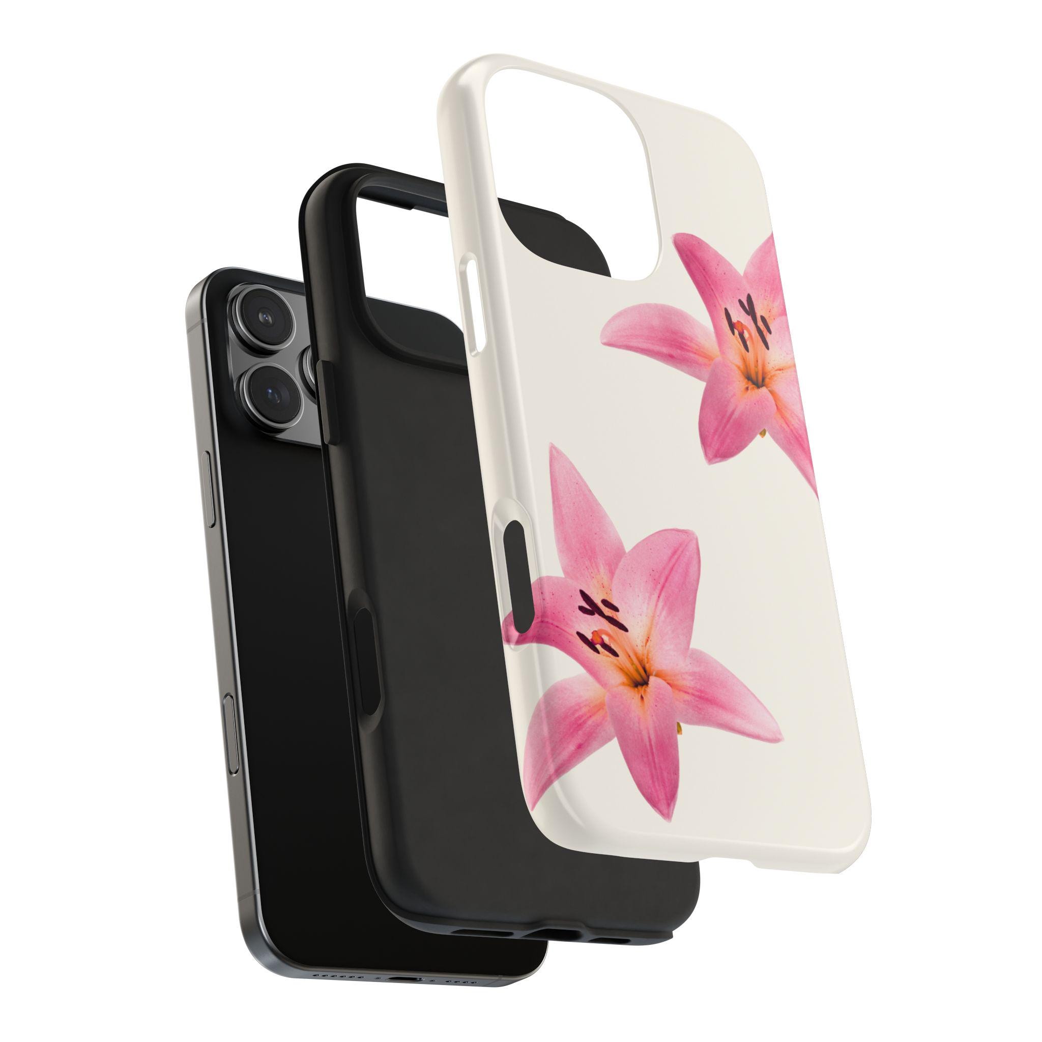 ピンクのユリの携帯電話ケース、iPhone、Samsungケース、花、花