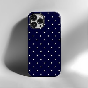 Navy Blue Polka Dot Phone Case, iPhone Cover, Samsung, Pattern Phone Case, Minimalist