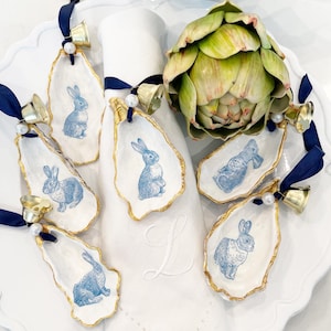 Oyster Shell Spring Napkin Rings, Table Decor, Oyster Decor, Napkin Rings, Hamptons decor, Chinoiserie