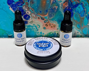 Nautical Men's Grooming Sample Pack: Captain Scent, Tempest Tamer, Tradewind Pomade - Beard & Hair Care