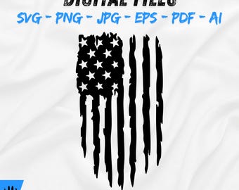 Distressed American Flag Digital Download – Grunge USA Flag Clipart, Patriotic Wall Art, Sublimation, Decal, Vinyl Cutting File, PNG SVG