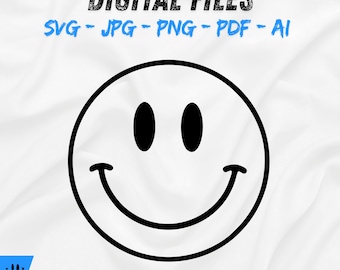 Smiley Face Digital Download Retro Iconic Happy Face Clipart Printable Wall Art Positive Vibe Sticker Sublimation PNG JPG Instant Download