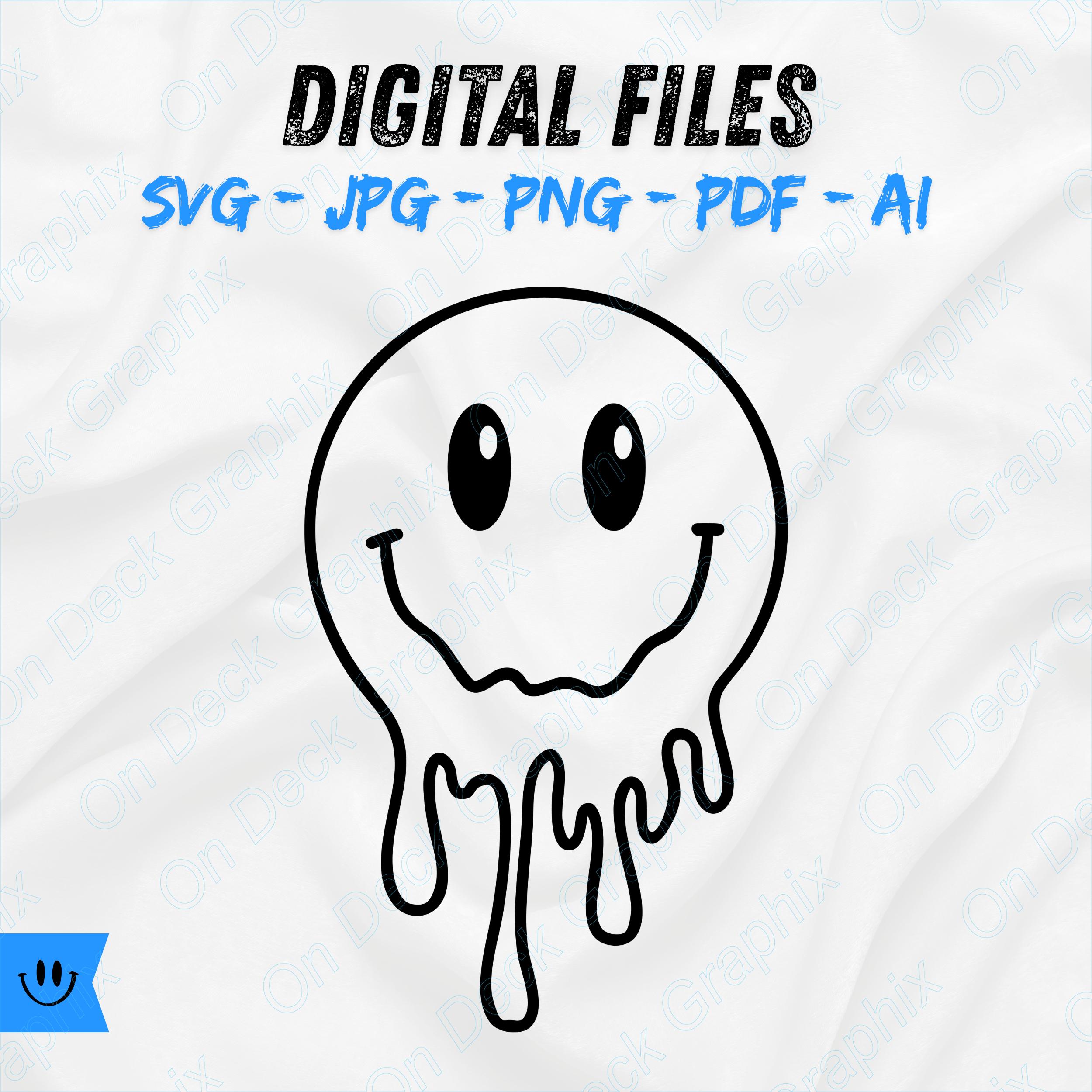 Iconic Classic Drip Smiley Png Svg Files Digital Download Smile Drip Vector file Cricut Silhouette Sticker Stencil Pdf Jpg Ai Clipart Tshirt