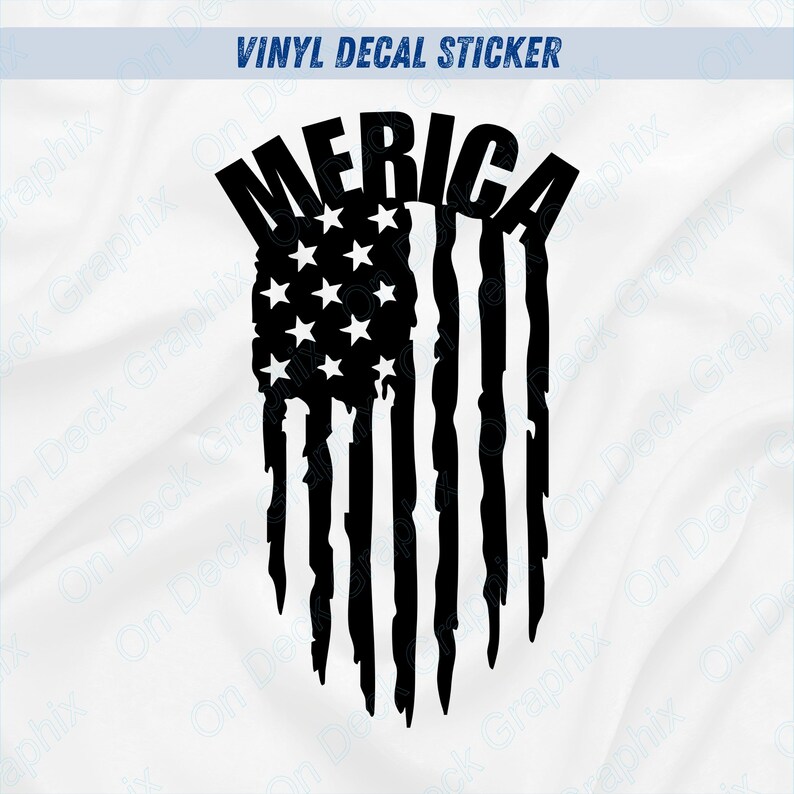 Distressed US Flag Decal: Merica Themed Die Cut Vinyl Sticker - Etsy
