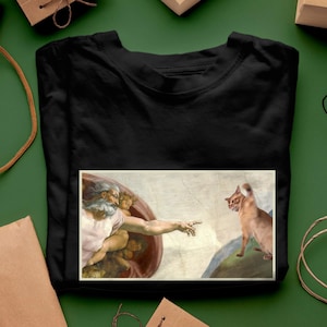 Almighty Slap Cat T-Shirt: Creation of Adam Parody, Funny Meme Tee