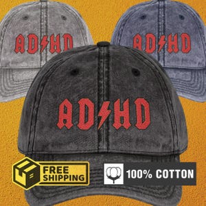 Funny ADHD Embroidered Hat: Distressed Vintage Style, Sarcastic Gift