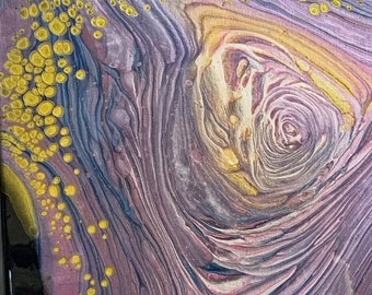 Lovely Purple Rose Acrylic Pour / 14 X 14 Inch / Resin Pearl Pour / Fluid Art / Purple Abstract Art