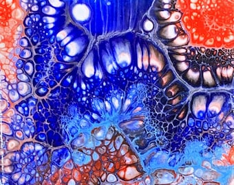Fireworks Abstract Art / Acrylic Pour / Fluid Art Painting / Unique Art Decor / Independence Day