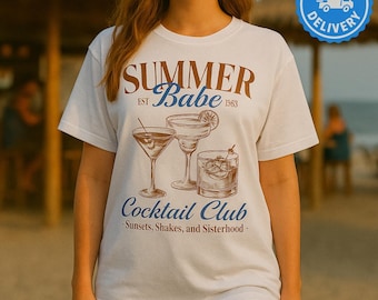 Summer Babe Cocktail Club T-Shirt : Mädchen Reise Strand T-Shirt