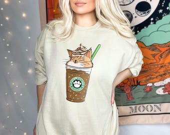 Catpuccino T-Shirt: Funny Coffee Cat Lover Graphic Tee