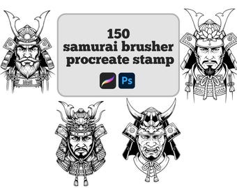 150 Procreate Samurai-stempelborstelset | Japanse krijger- en katana-penselen voor digitale kunst
