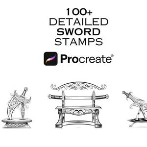 100 Procreate Sword Stamps | Digital Sword Brushes for Procreate | Instant Download