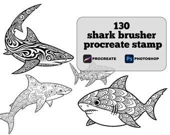 130 Procreate Shark-stempelborstels | Borstelset zeedieren oceaan