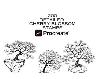 200 handgetekende kersenbloesem, png-afbeeldingen: sakuraboomillustraties (png-bestanden)