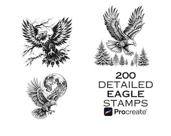 200 Tattoo Eagle Procreate-penselen: snelle ontwerpstempels