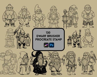 Procreate dwergstempelborstelset: fantasiekarakterontwerp (digitale download)