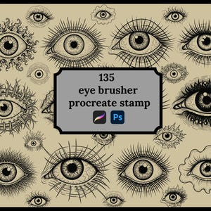 125 Procreate Eye Stamp Brushes | Eye Drawing Brush Set | Magical Eyes Tattoo Clipart | Procreate Eye Sketch Line Art Boho Symbol