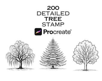 200 Tree Procreate Stamp Brushes: Botanical Tattoo Reference (Digital Download)
