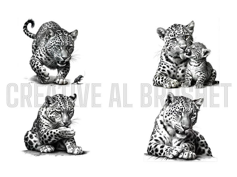 200 Leopard & Wildlife Procreate Stamp Brushes: Tattoo Reference ...