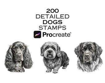 200 hondenstempelborstels voor procreate: verwijzingen naar dierentekeningen (digitale download)
