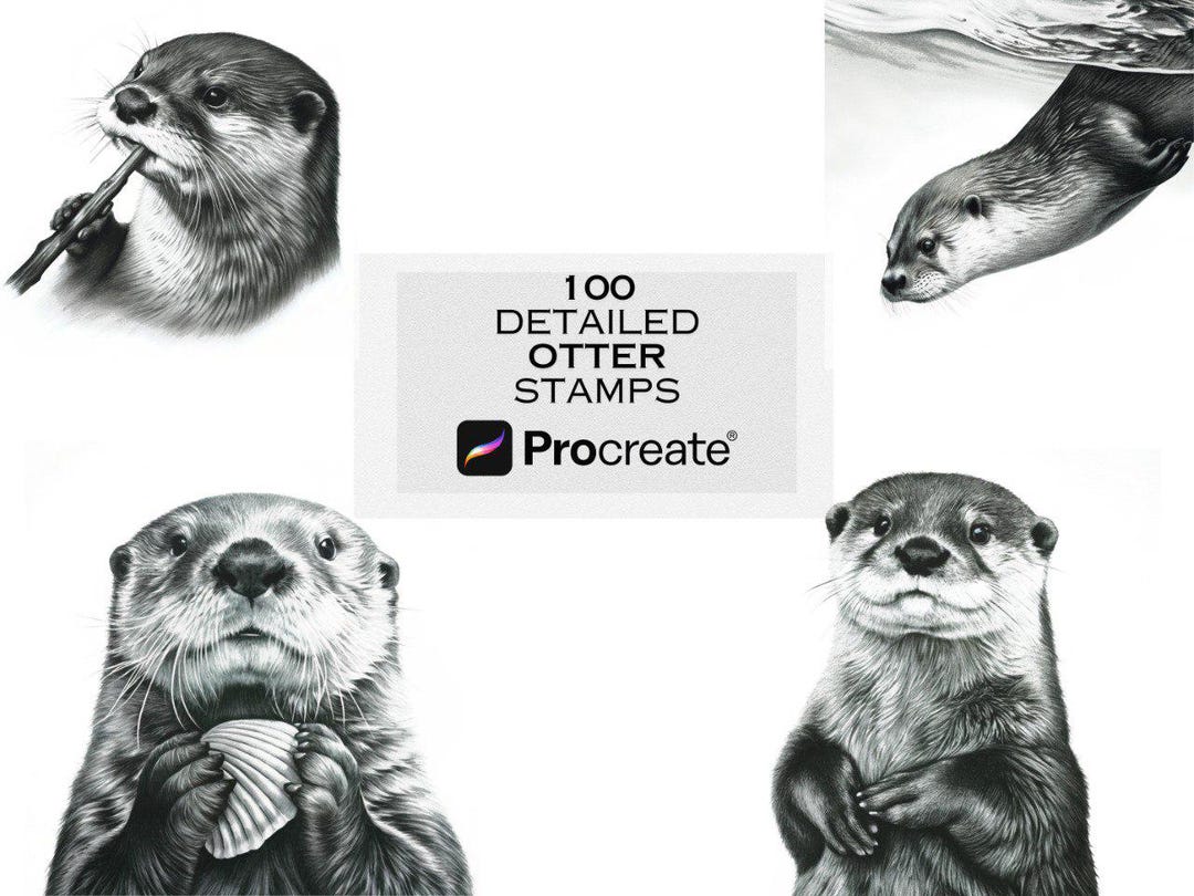 100 Otter Procreate Stamp Brushes: Wildlife Tattoo Art Set - Etsy