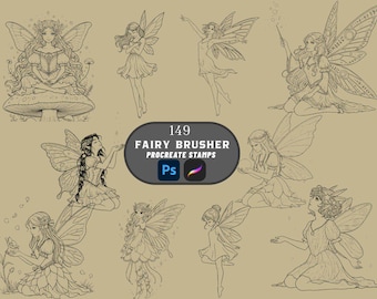 149 fairy Procreate Brushes Realistic ,Tattoo fairy Stamp Set Insect Halloween Brush Pack for iPad Drawing, Illustration & Design