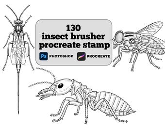 130 Procreate Insect-stempelborstelset – silhouetpenselen insecten, vlinders en kever