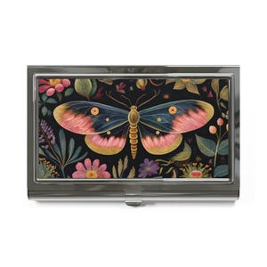 Skurriler Schmetterling Visitenkartenhalter, Kartenetui mit Blumenmotiv, Elegantes Arbeitsaccessoire, Geschenk für Profis, Vintage Stil
