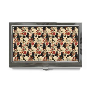 Bezaubernder Katzen Visitenkarten-Halter Einzigartiges Geschenk für Tierliebhaber, Katzen-Themen-Organizer, niedliches Büro-Accessoire, Blumenmuster