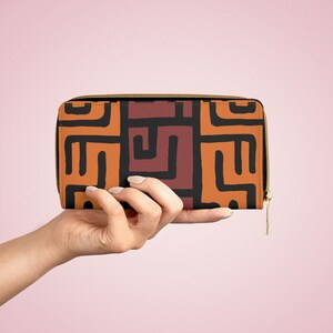 Portefeuille bohème chic à fermeture éclair, portefeuille à motif tribal, élégant portefeuille à glissière pour femme, cadeau pour elle, accessoire de festival, à porter au quotidien