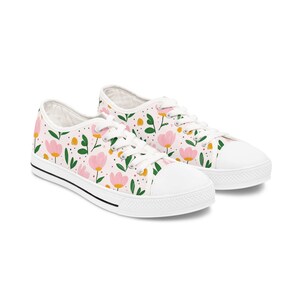 Floral Print Low Top Sneakers | Cute Sneaker Shoes, Spring Footwear, Gift for Her, Casual Shoes, Trendy Sneakers