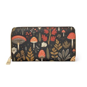 Skurrile Pilz-Reißverschluss-Geldbörse - Umweltfreundliche Geldbörse, Herbst-Accessoires, Geschenk für Naturliebhaber, stilvoller Alltagsbegleiter, niedlicher Kartenhalter
