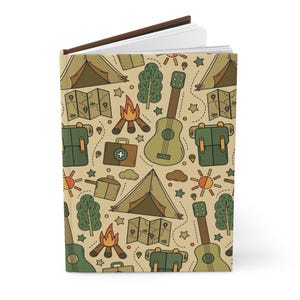 Journal de camp à couverture rigide, parfait pour les campeurs et les amateurs de plein air, journal de voyage, carnet de croquis, carnet de randonnée, carnet de notes nature